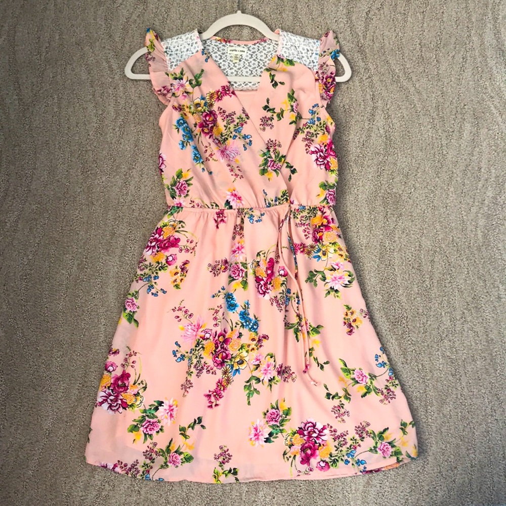 Pretty Pink Ruffled Floral Dress
